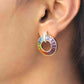 rainbow gemstone halo earrings