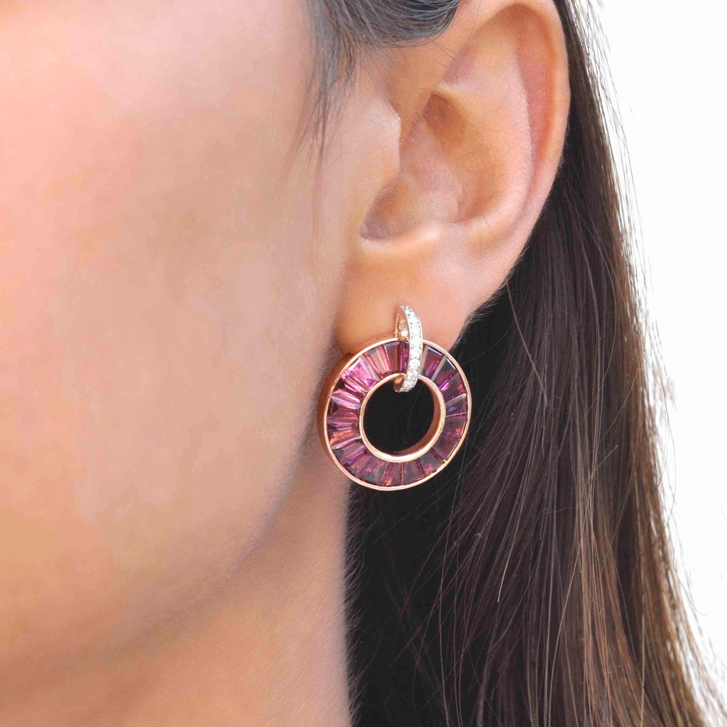 18K Rose Gold Rhodolite Diamond Circle Set