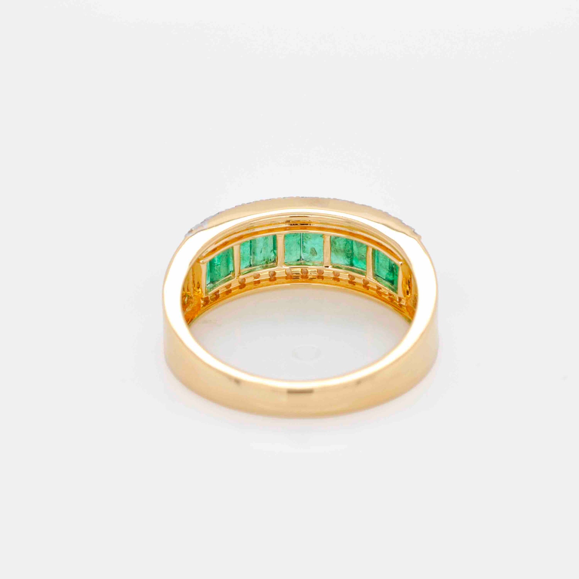 18K Gold Emerald Baguette Diamond Band Ring - Vaibhav Dhadda Jewelry