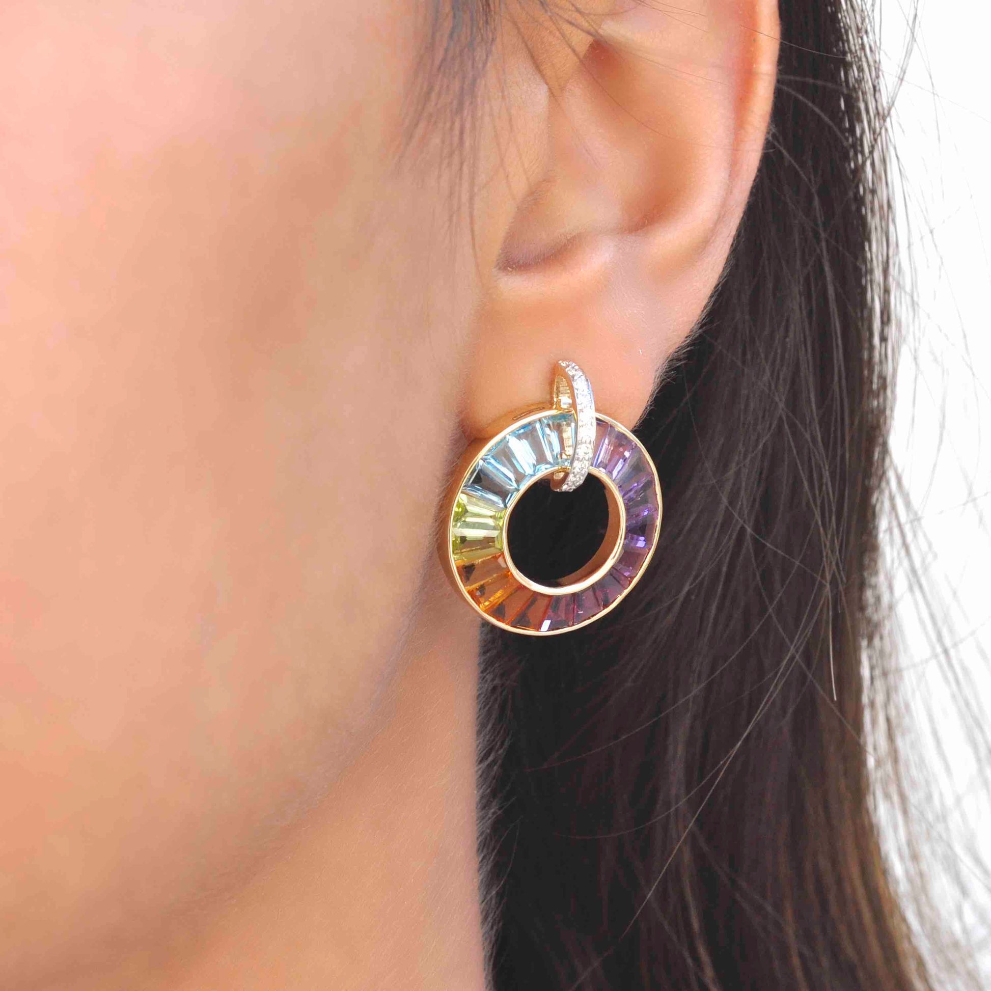 halo circle earrings in gold