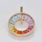 18K Gold Rainbow Gemstones Diamond Circle Pendant Necklace