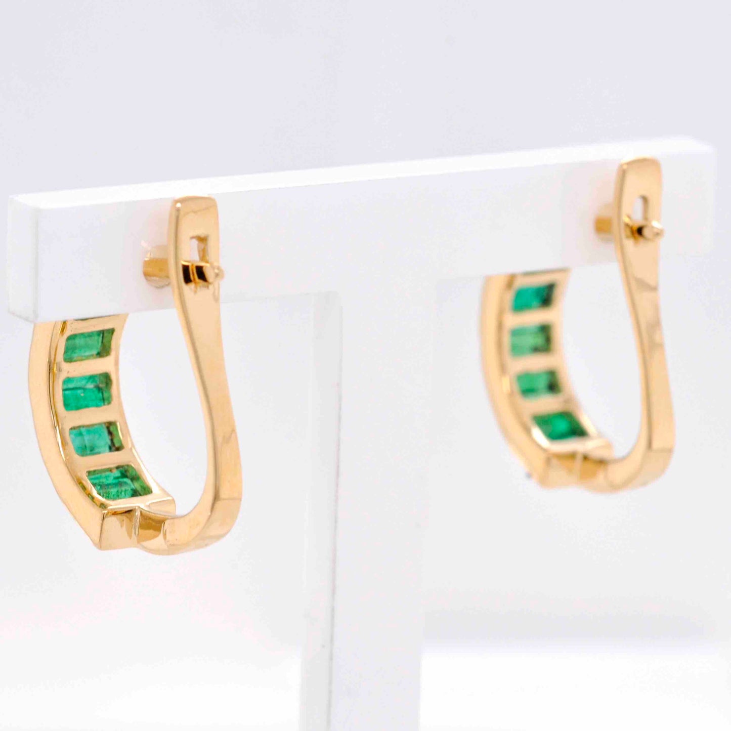 18K Gold Zambian Emerald Baguette Earrings - Vaibhav Dhadda Jewelry