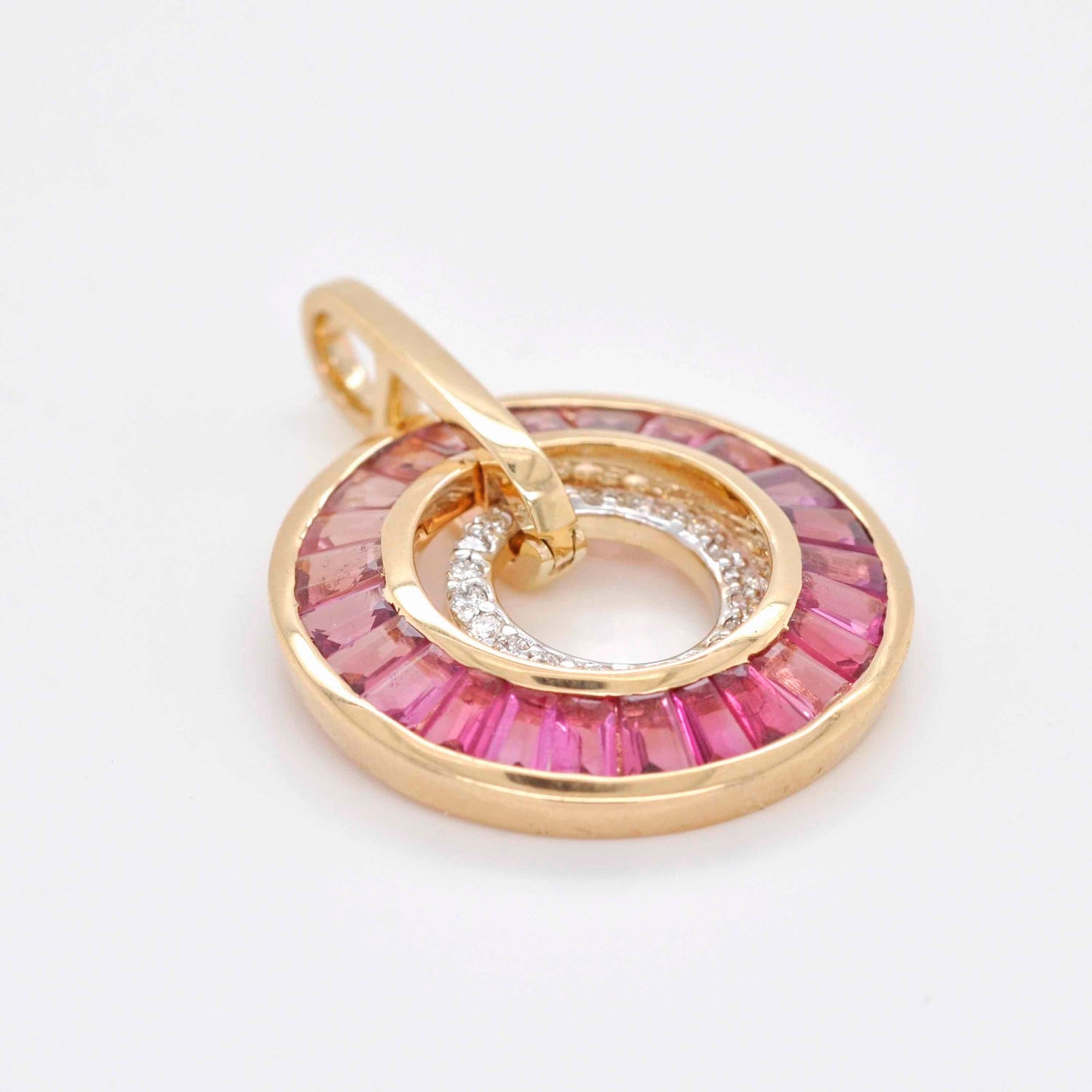 18K Gold Pink Tourmaline Diamond Circle Set