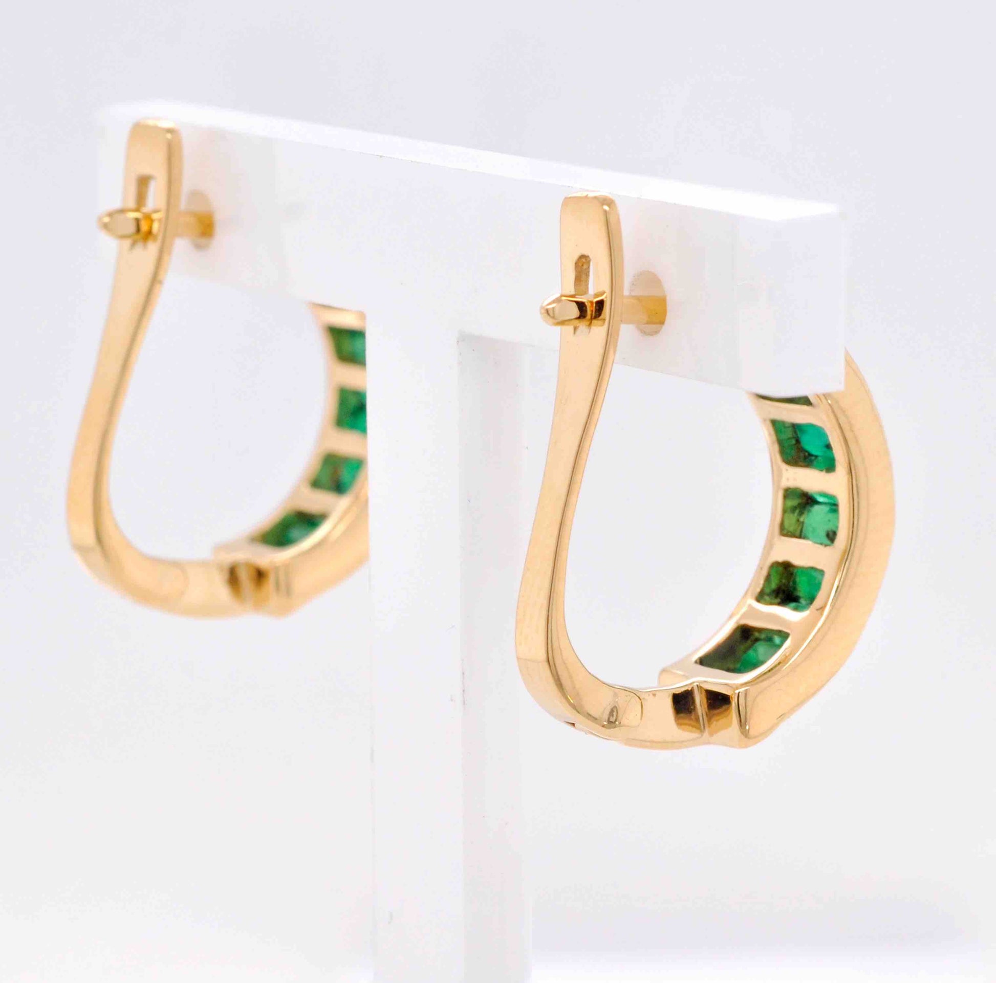 18K Gold Zambian Emerald Baguette Earrings - Vaibhav Dhadda Jewelry