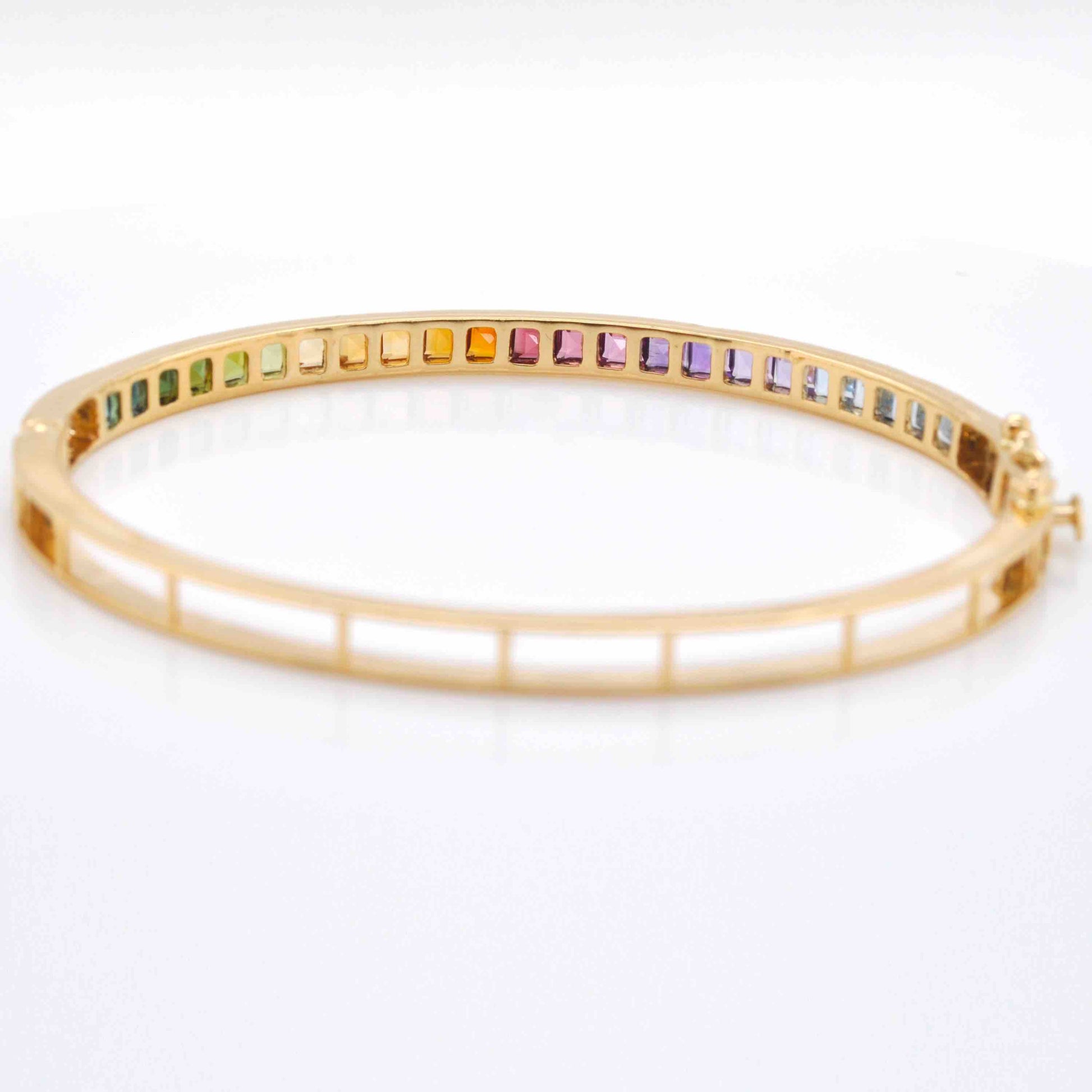 multi color gemstones bracelet yellow gold