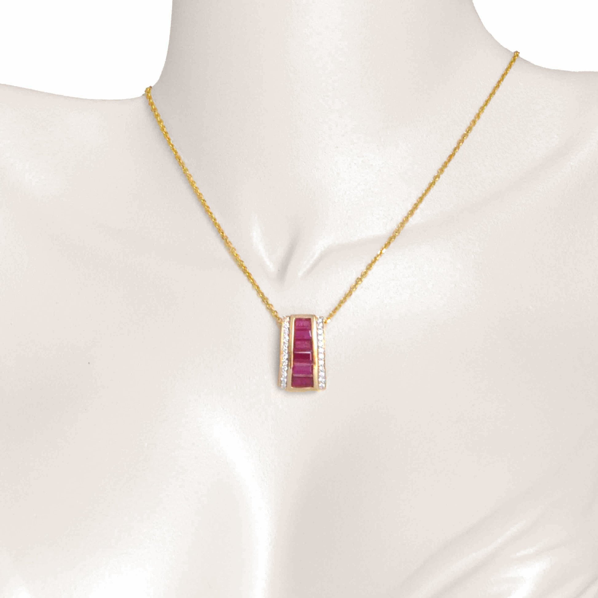 18K Gold Ruby Art Deco Pyramid Diamond Set - Vaibhav Dhadda Jewelry