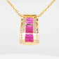 18K Gold Ruby Art Deco Pyramid Diamond Pendant Necklace