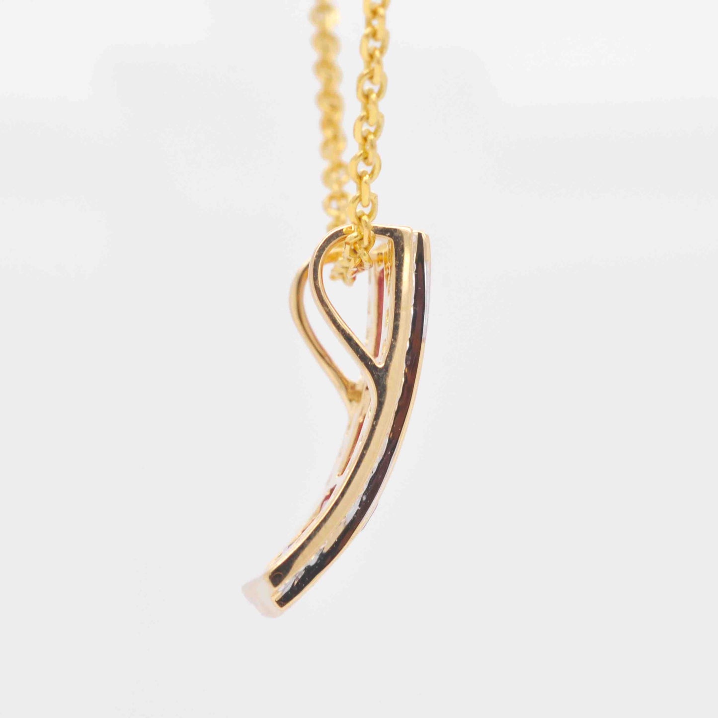 18K Gold Ruby Art Deco Pyramid Diamond Pendant Necklace