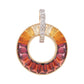 Gradient Garnet Rhodolite Citrine Diamond Circle Pendant