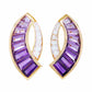 Boucles d'oreilles épée en diamant baguette et améthyste en or 18 carats 