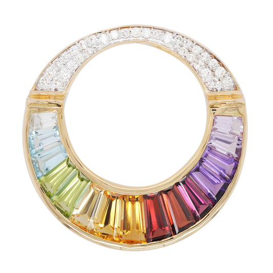 Multicolor rainbow baguette pendant for women