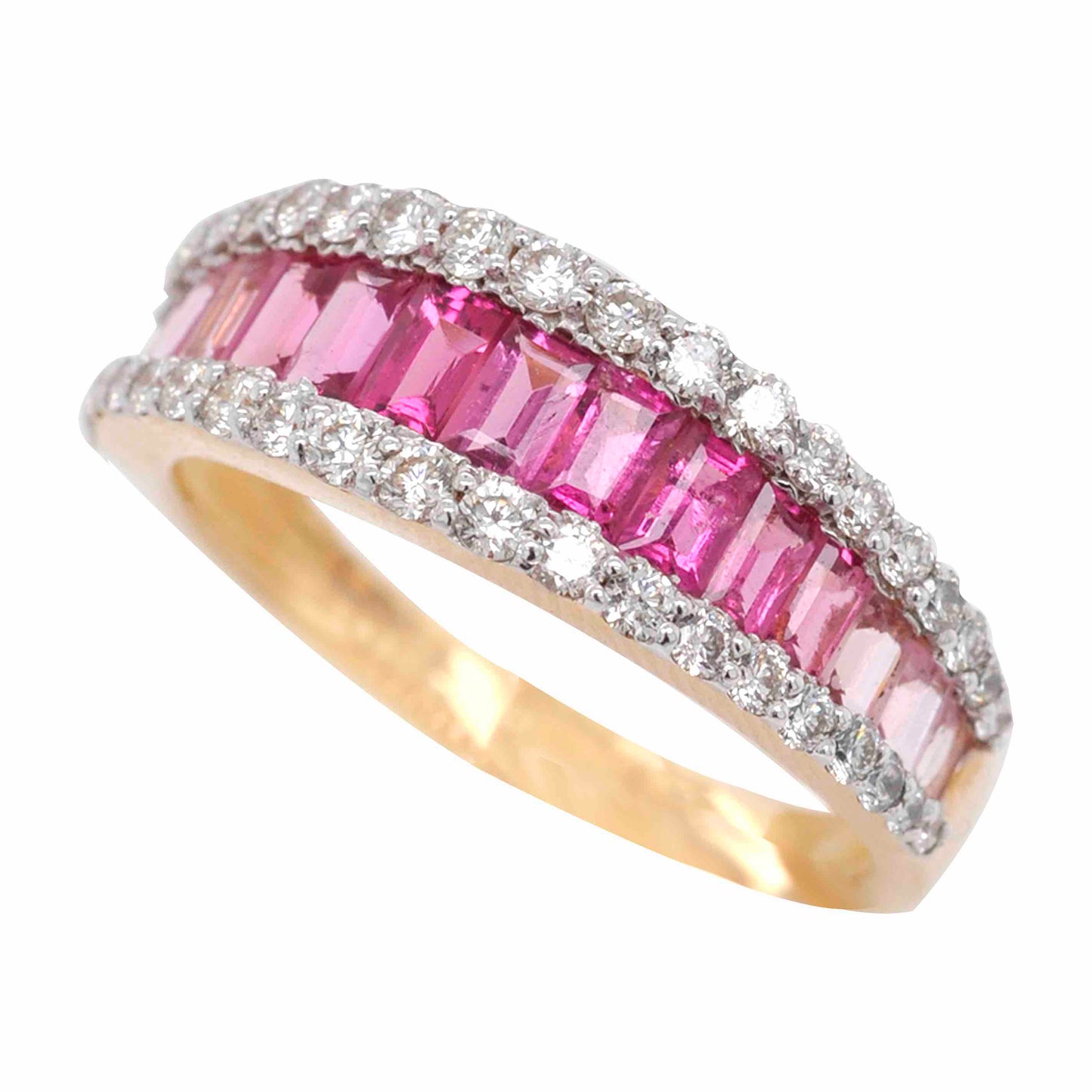 Stylish Pink Baguette Ring