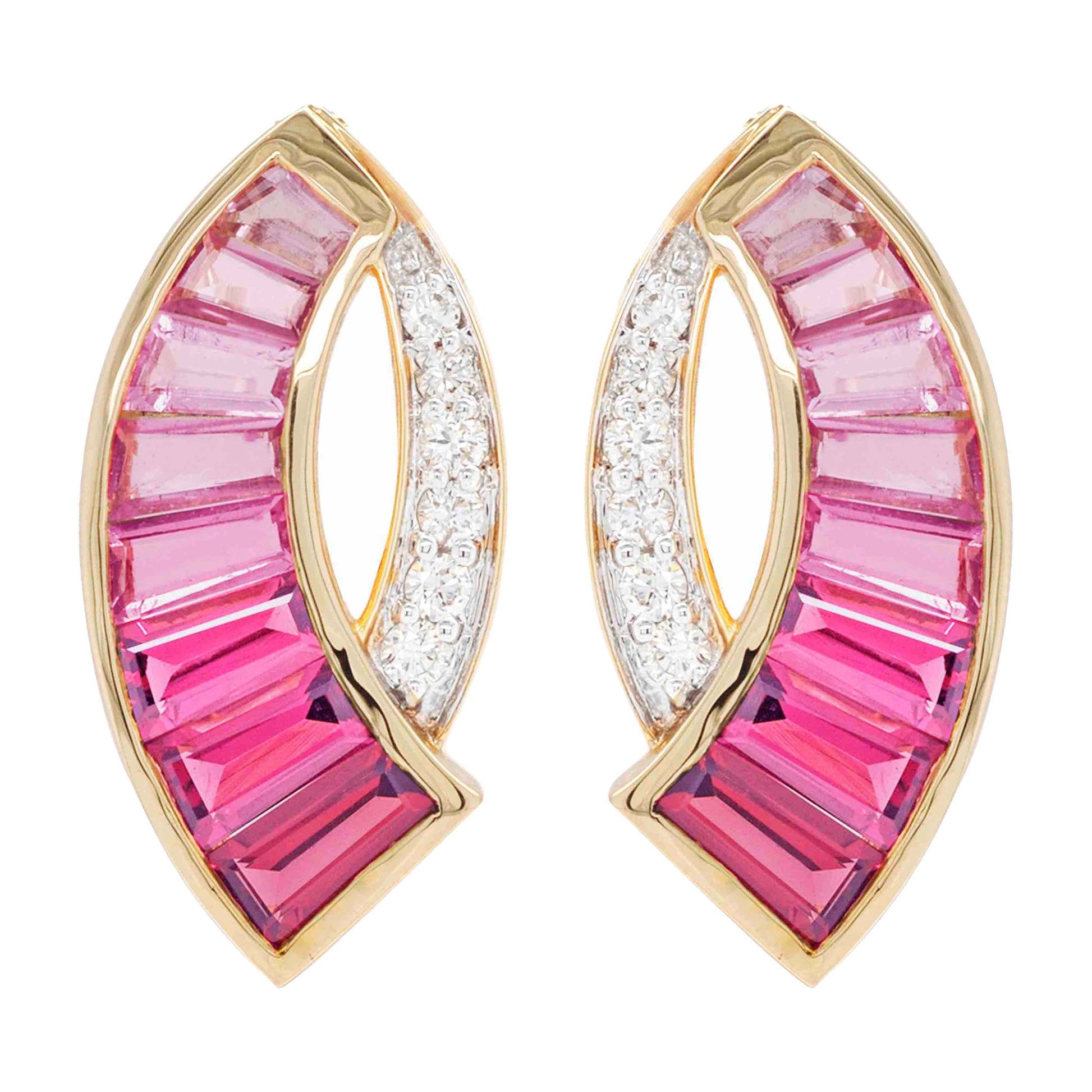 pink tourmaline and diamond earrings