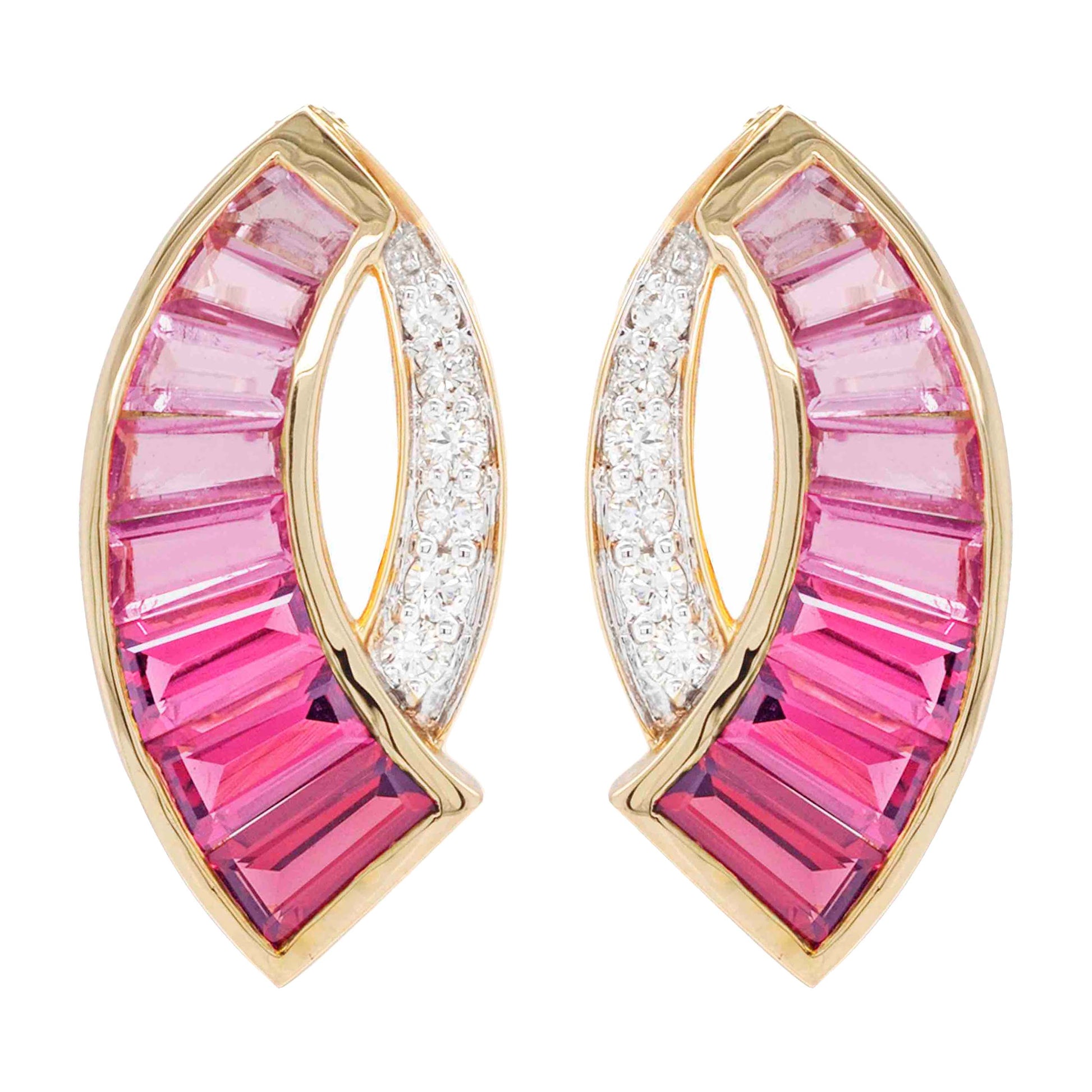 pink tourmaline and diamond earrings