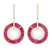 Circle Ruby Dangle Earrings