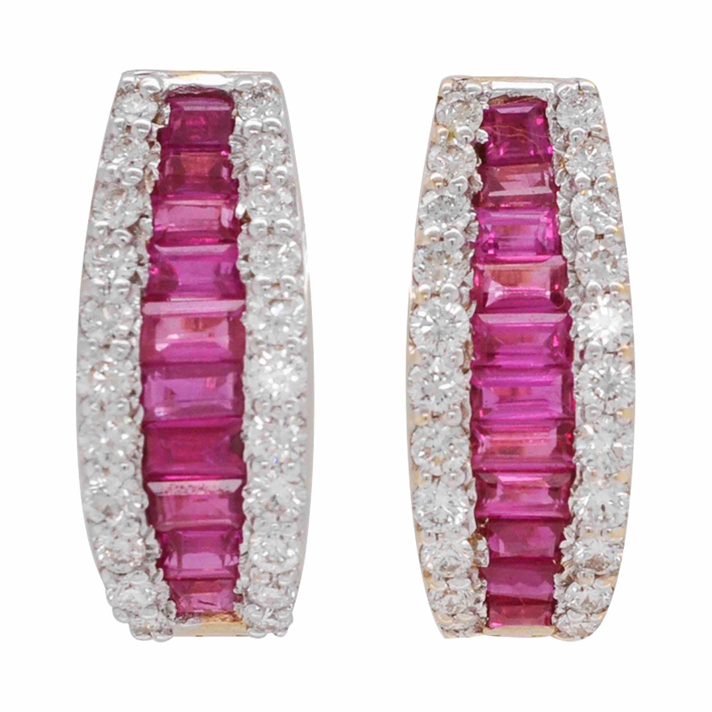 ruby diamond hoop earrings