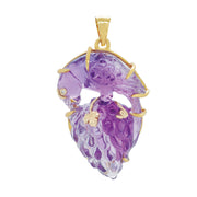 Hand-Carved Amethyst Parrot Pendant