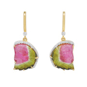 Hand-Carved Watermelon Tourmaline Earrings