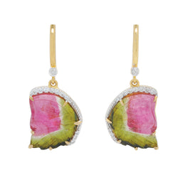 Hand-Carved Watermelon Tourmaline Earrings