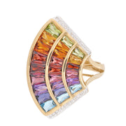 Rainbow Contemporary Cocktail Ring