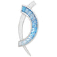 18K White Gold "D" Channel-Set Blue Topaz Diamond Pendant Brooch