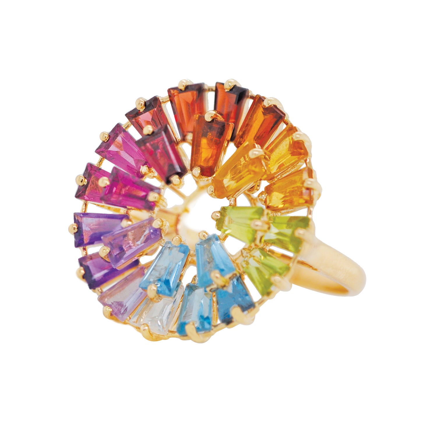 Circle Rainbow Double Layer Prong Ring