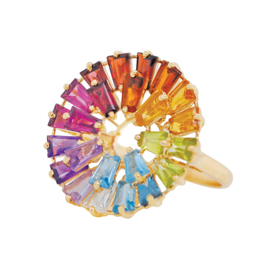 Circle Rainbow Double Layer Prong Ring