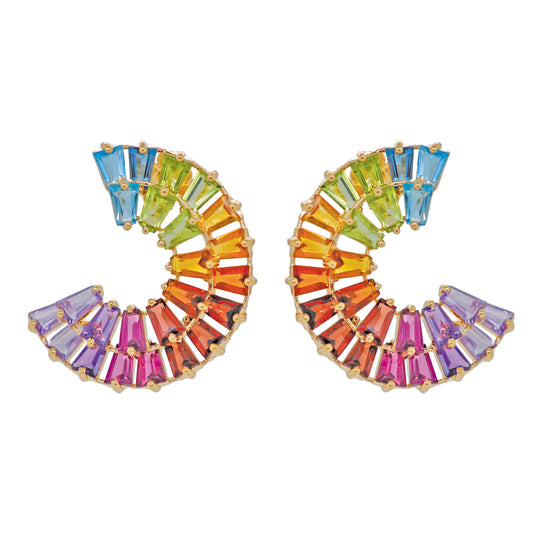 Circle Rainbow Double Layer Stud Earrings