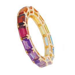 Rainbow Multi Gemstone Eternity Band Ring