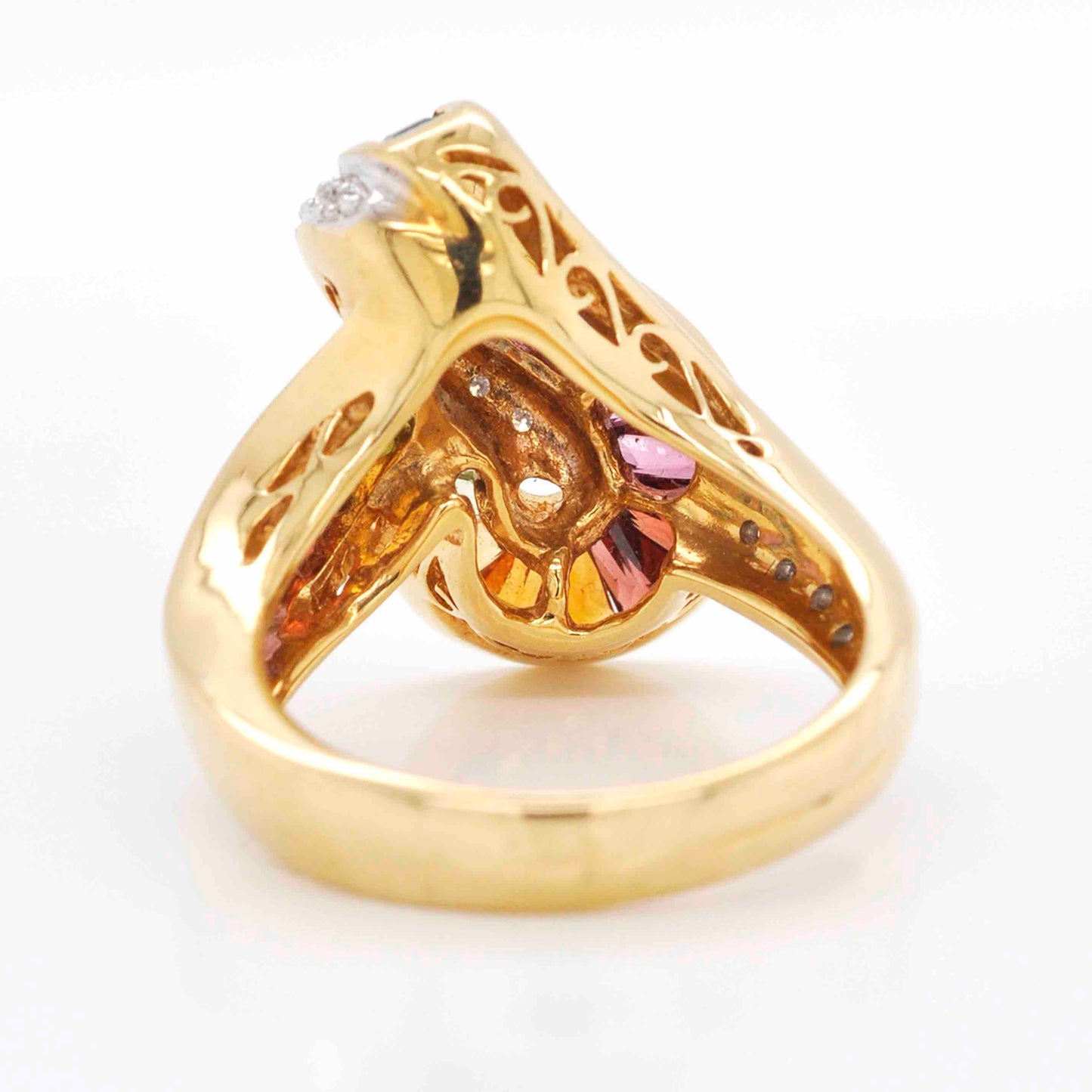 18K Gold Swirl Channel-Set Rainbow Gemstones Diamond Ring - Vaibhav Dhadda Jewelry