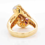 18K Gold Swirl Channel-Set Rainbow Gemstones Diamond Ring - Vaibhav Dhadda Jewelry