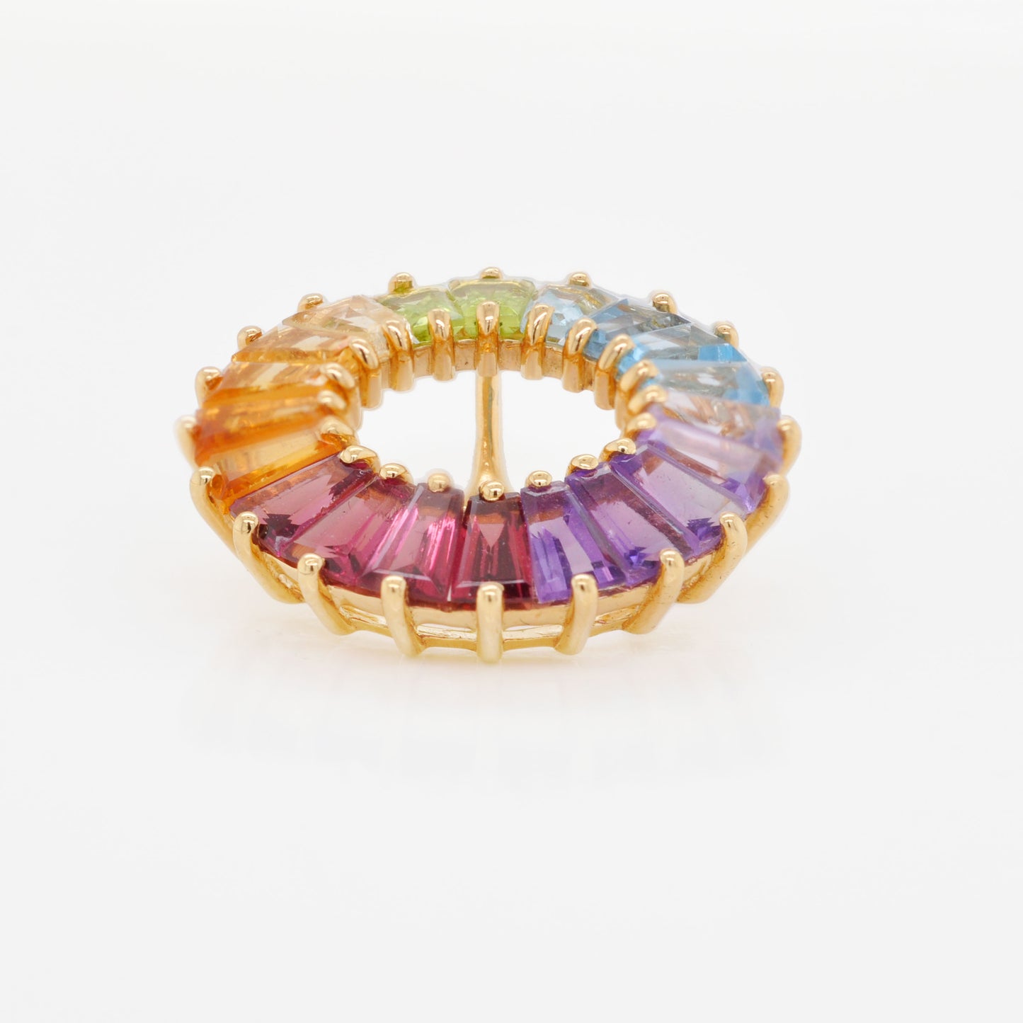 Circle Rainbow Prong Pendant