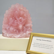 2.27 Kg Rose Quartz Ganesha Idol Lotus Shape Sculpture Figurine