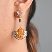 Twilight Citrine Topaz Sapphire Dangle Earrings