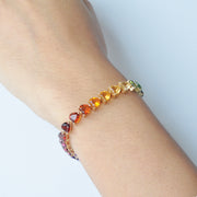 Rainbow Tennis Heart Bracelet
