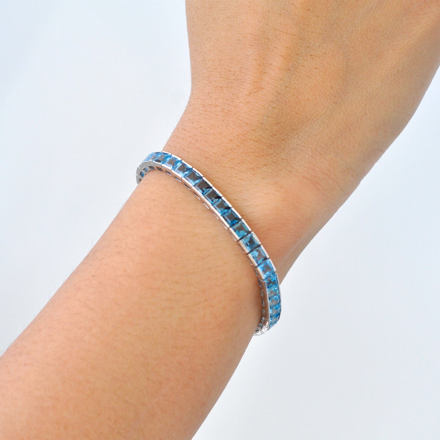 Tennis Bracelet - Blue Topaz Square Edition