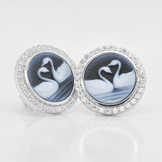 Cameo Swan Earrings with Diamonds