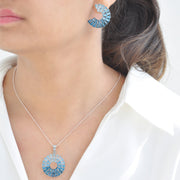 Circle Blue Topaz Double Layer Set