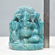 2.70 Kg Hand-Carved Amazonite Ganesha Idol Statue Spiritual Hindu Sculpture