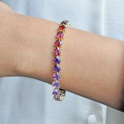 Rainbow Tennis Heart Bracelet