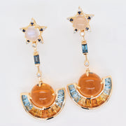 Twilight Citrine Topaz Sapphire Dangle Earrings