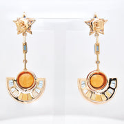 Twilight Citrine Topaz Sapphire Dangle Earrings