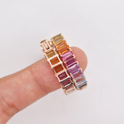 Rainbow Gemstones Octagon Hoop Earrings