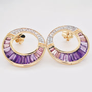 Cleopatra Amethyst and Pink Tourmaline Earrings