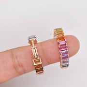 Rainbow Gemstones Octagon Hoop Earrings
