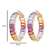 Rainbow Gemstones Octagon Hoop Earrings