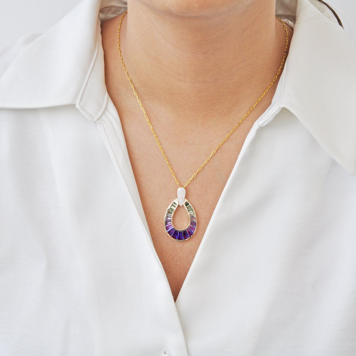 Doorknocker Amethyst Green Tourmaline Pendant