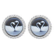 Cameo Swan Earrings with Diamonds