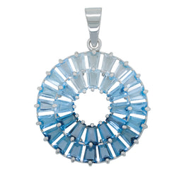 Circle Blue Topaz Double Layer Pendant