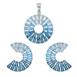 Circle Blue Topaz Double Layer Set